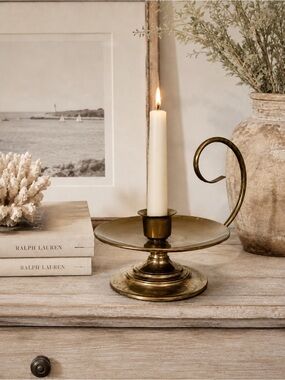 Vintage Brass Chamberstick Candle Holder